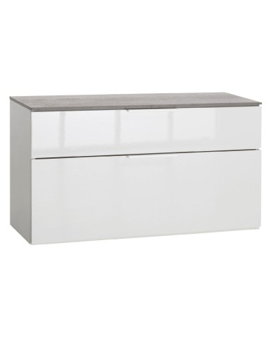 PANCA DOPPIO CASSETTO LINEA GALAVERNA cm. 35 x 90 x h.50 - cemento bianco