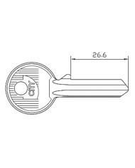 CHIAVE OTTONE NICHELATO 020359.CS lunghezza 26,6 mm - 5 spine