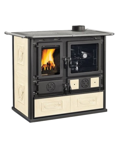 CUCINA A LEGNA ROSA 5.0 VST CERAMICA 8,8 kW - colore liberty panna