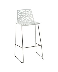 SEDIA SGABELLO IN METALLO PLASTICA SPIDER seduta bianca