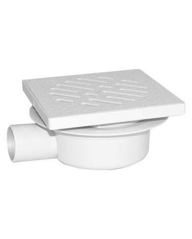 CHIUSINO SIFONATO REGOLABILE GRIGLIA PLASTICA cm 11 x 11 x h. 7 - attacco Ø 40 mm