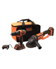 TRAPANO AVVITATORE A BATTERIA CON PERCUSSIONE + SMERIGLIATRICE IN SET BCK24D2S-QW 18V - 2 ah Litio