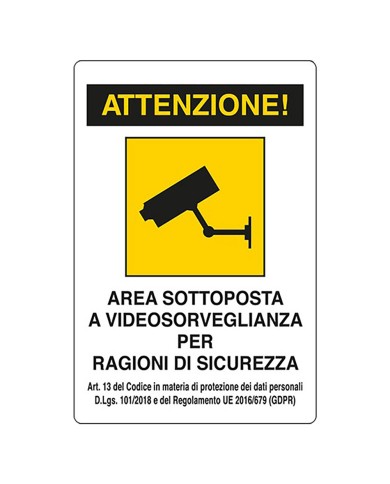CARTELLO VIDEOSORVEGLIANZA cm 20 x 30