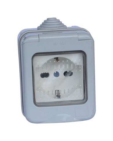 CONTENITORE ESTERNO SOLO PRESA SCHUKO 1 presa bivalente 10 16A schuko