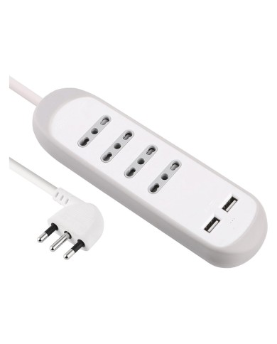 MULTIPRESA BIVALENTE GUMMY 4 prese bival.10 16A + 2 USB 2,1A - art.62061