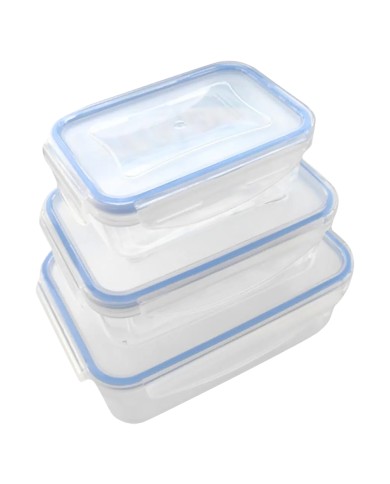 CONTENITORE RETTANGOLARE IN PLASTICA SET SUPERLOCK kit 3 pezzi - 0