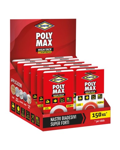 ESPOSITORE NASTRO BIADESIVO POLY MAX HIGH TACK EXPRESS totale 12 blister