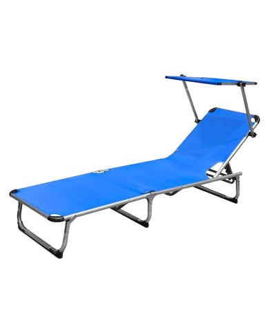 LETTINO SPIAGGIA CON PARASOLE cm 187 x 60 x h 30 - telo blu