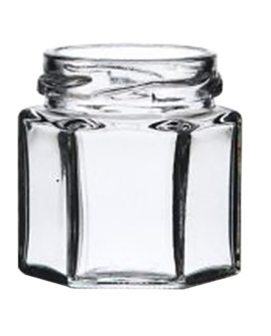 VASO VETRO BOCCACCIO PER ALIMENTI TIPO ESAGONALE 45 ml - imbocc. Ø 43 mm