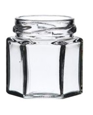 VASO VETRO BOCCACCIO PER ALIMENTI TIPO ESAGONALE 45 ml - imbocc. Ø 43 mm