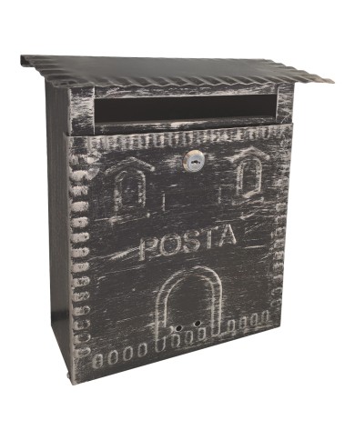 CASSETTA POSTALE FRESIA cm 26x10 x h 29 - argento nero antico