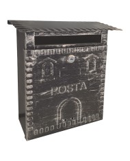 CASSETTA POSTALE FRESIA cm 26x10 x h 29 - argento nero antico