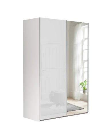 ARMADIO SCORREVOLE CON ANTA A SPECCHIO LINEA SYSTEMA cm. 150 x 67 x h.222 - bianco + bianco laccato