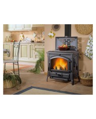 STUFA A LEGNA ISOTTA EVO CON CERCHI 11,9 kW - colore nero antracite