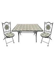 SET TAVOLO MOSAICO DA ESTERNO FLORA cm 120 x 80 x h.75 (tavolo) - cm 38 x 46-92 (sedie)