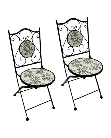 COPPIA SEDIE PER TAVOLO MOSAICO FLORA cm 38 x h. 46 - 92