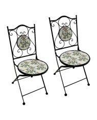 COPPIA SEDIE PER TAVOLO MOSAICO FLORA cm 38 x h. 46 - 92