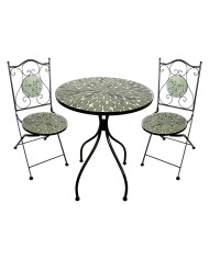 SET TAVOLO MOSAICO DA ESTERNO FOGLIARTE Ø cm 60 x h.75 (tavolo) - cm 38 x h. 46-92 (sedie)