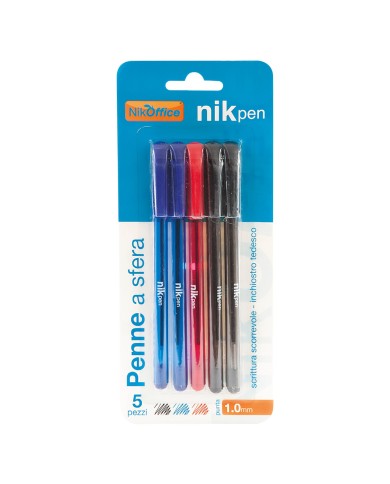 PENNA A SFERA c tappo - 5 pezzi