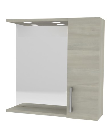 SPECCHIERA DA BAGNO PENSILE SINGOLO cm 58 x 16 x h.57 - rovere grigio