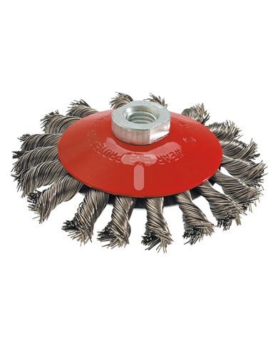 SPAZZOLA CIRCOLARE CONICA ø mm 100 foro M 14
