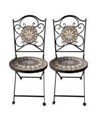 COPPIA SEDIE DECORO MOSAICO MORGANA cm 38 x h.90