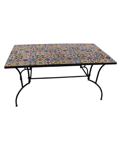 TAVOLO DECORO MOSAICO FLOWER I cm 150 x 80 x h.73