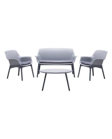 SET DA GIARDINO POLIPROPILENE LUXOR grigio antracite