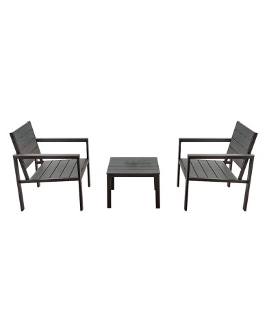 SET GIARDINO EFFETTO POLYWOOD OROSEI colore nero