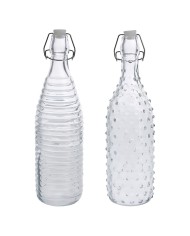 BOTTIGLIA IN VETRO DOPPIO DECORO 1000 ml fondo bianco