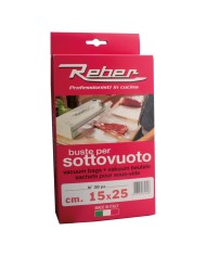 SACCHETTI PRETAGLIATI PER SOTTOVUOTO SCATOLATI 15 x 25 cf.30 pz