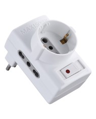 ADATTATORE TRIPLO CON PROTEZIONE SOVRACCARICO Spina 2P+T10A - art.70025
