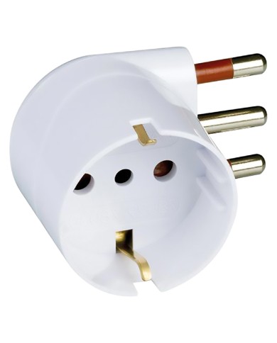 ADATTATORE SINGOLO SPINA 90° SALVASPAZIO spina 2P + T 1