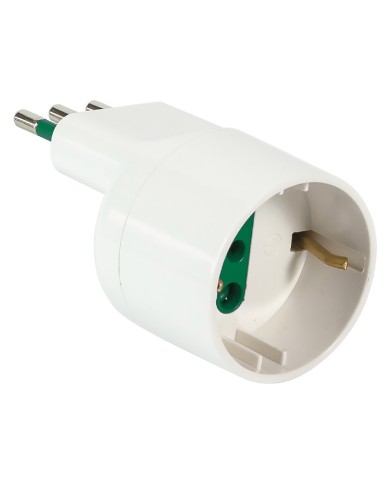 ADATTATORE SINGOLO SPINA ASIMMETRICA SALVASPAZIO spina 2P + T 10A - bianco