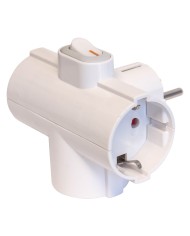 ADATTATORE TRIPLO SALVASPAZIO spina 2P+T 16A