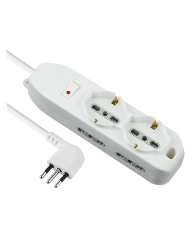 MULTIPRESA CON INTERRUTTORE 2 Schuko + 4 Bival.10 16A - 62047