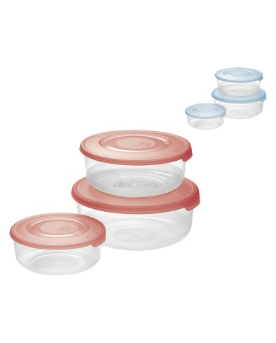 CONTENITORE TONDO IN PLASTICA SET FRIGO BOX coperchio acqua trasparente