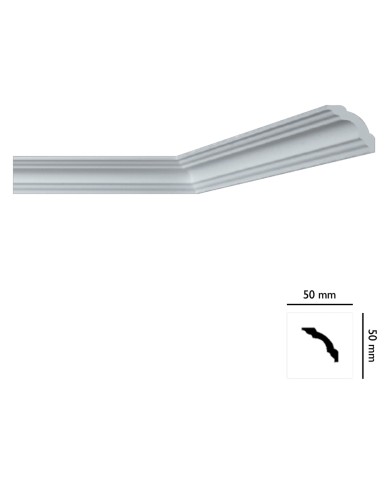 CORNICE DECORATIVA PER SOFFITTO mod. I750 - mm. 50 x 50 x 2 mt