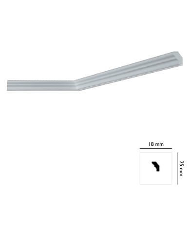 CORNICE DECORATIVA PER SOFFITTO mod. I725 - mm. 18 x 25 x 2 mt