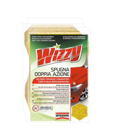 SPUGNA LAVAGGIO AUTO DOPPIA AZIONE WIZZY cm 16 x 10,5 x 7